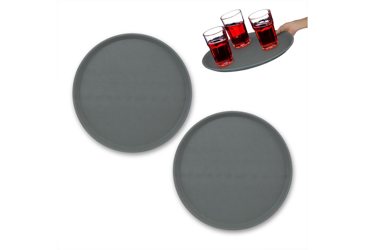 relaxdays Tablett Rundes Serviertablett 2er Set 40 cm, Kunststoff, (2-tlg., 2er Set) von relaxdays