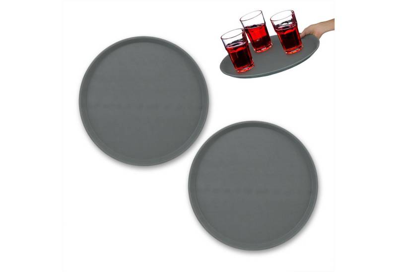 relaxdays Tablett Rundes Serviertablett 2er Set 40 cm, Kunststoff, (2-tlg., 2er Set) von relaxdays