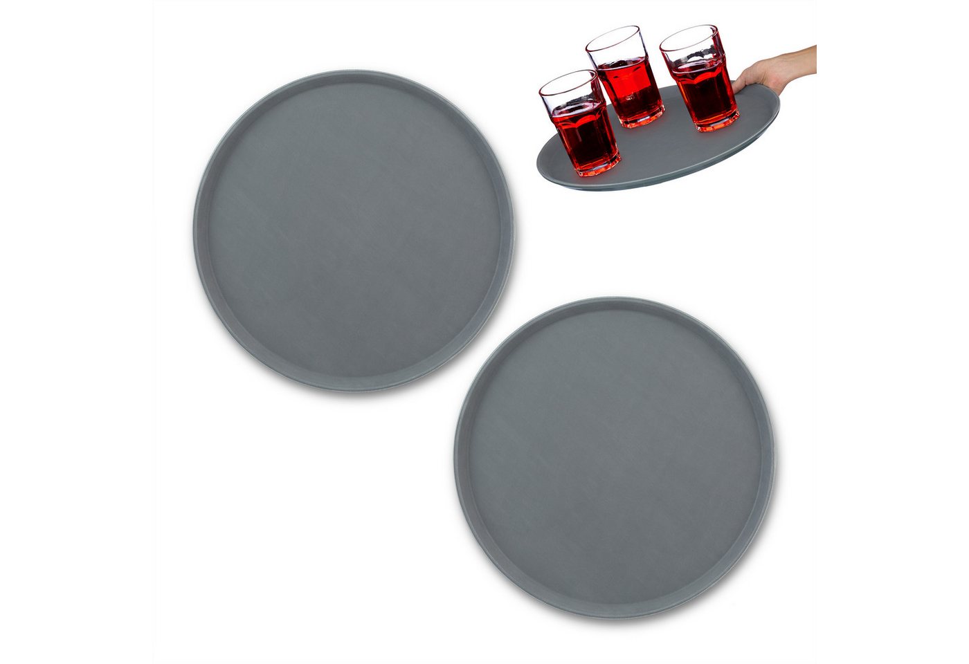relaxdays Tablett Rundes Serviertablett 2er Set 45 cm, Kunststoff, (2-tlg., 2er Set) von relaxdays