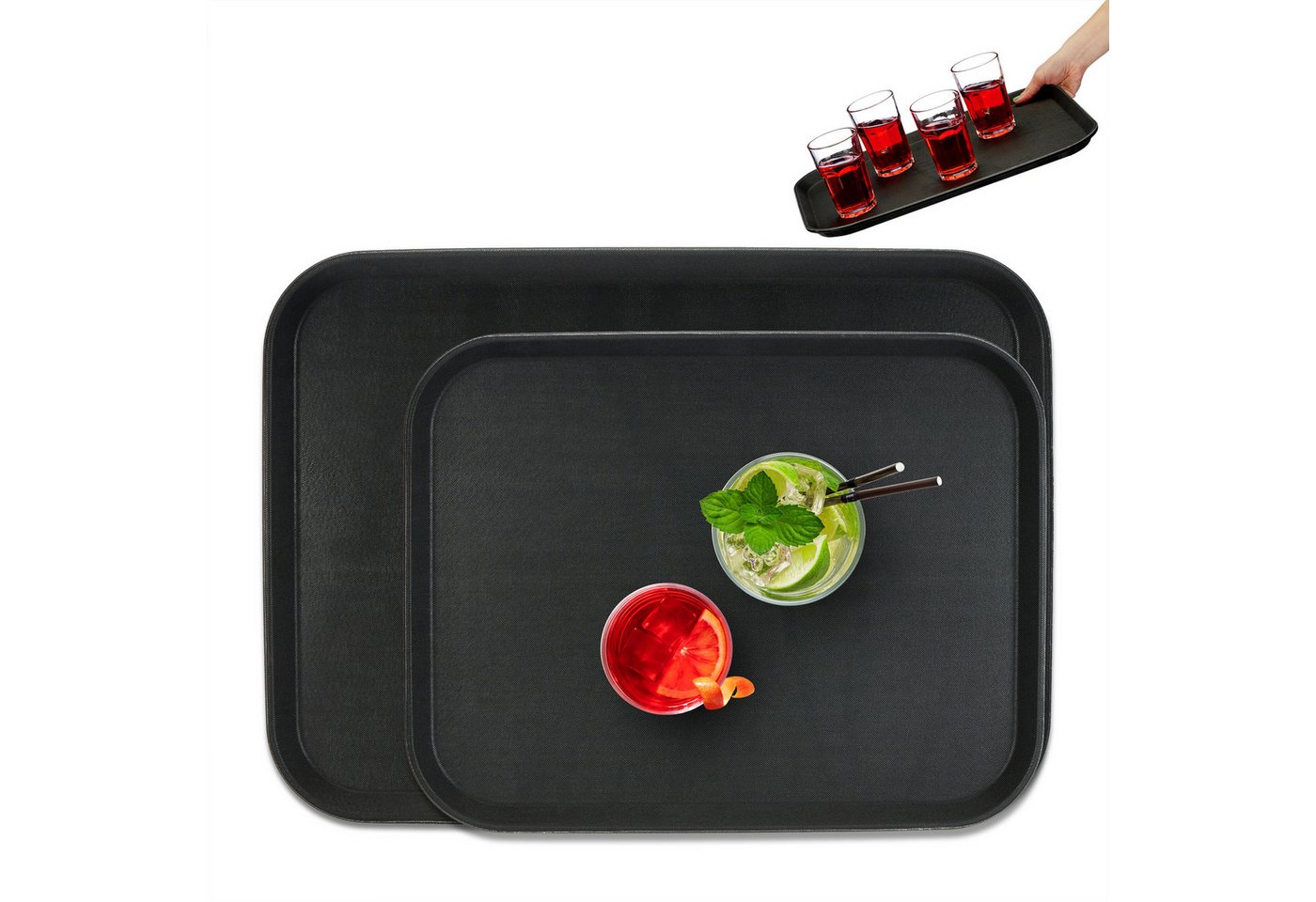 relaxdays Tablett Serviertablett 2er Set, Kunststoff, (2-tlg., 2er Set) von relaxdays