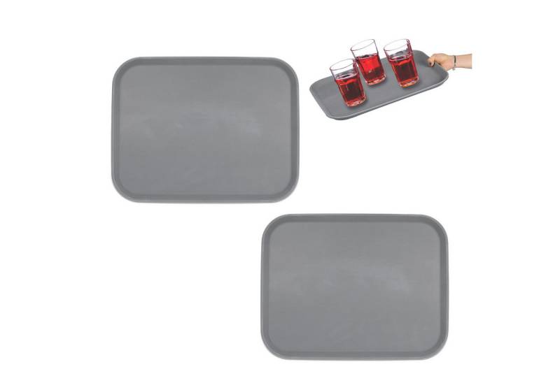 relaxdays Tablett Serviertablett 2er Set in Grau, Kunststoff, (2er Set) von relaxdays
