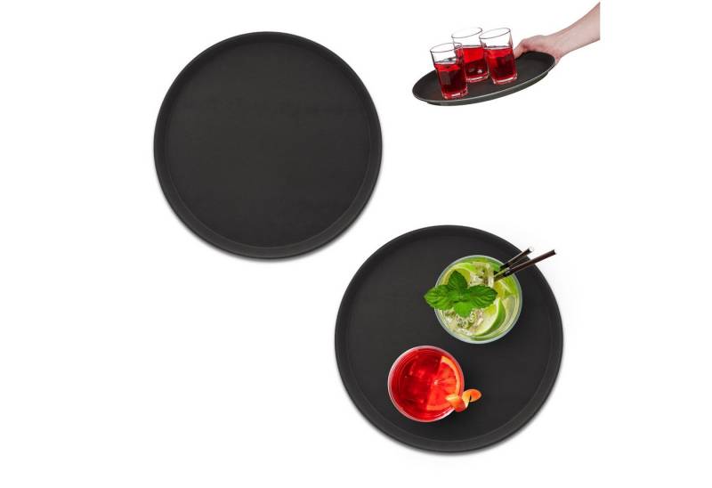 relaxdays Tablett Serviertablett 2er Set in Schwarz, Kunststoff, (2-tlg) von relaxdays