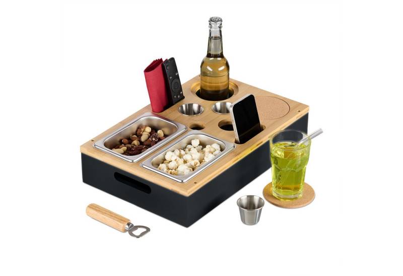 relaxdays Tabletttisch Couchbar mit Zubehör, schwarz relaxdays Tabletttisch Couchbar mit Zubehör, schwarz von relaxdays