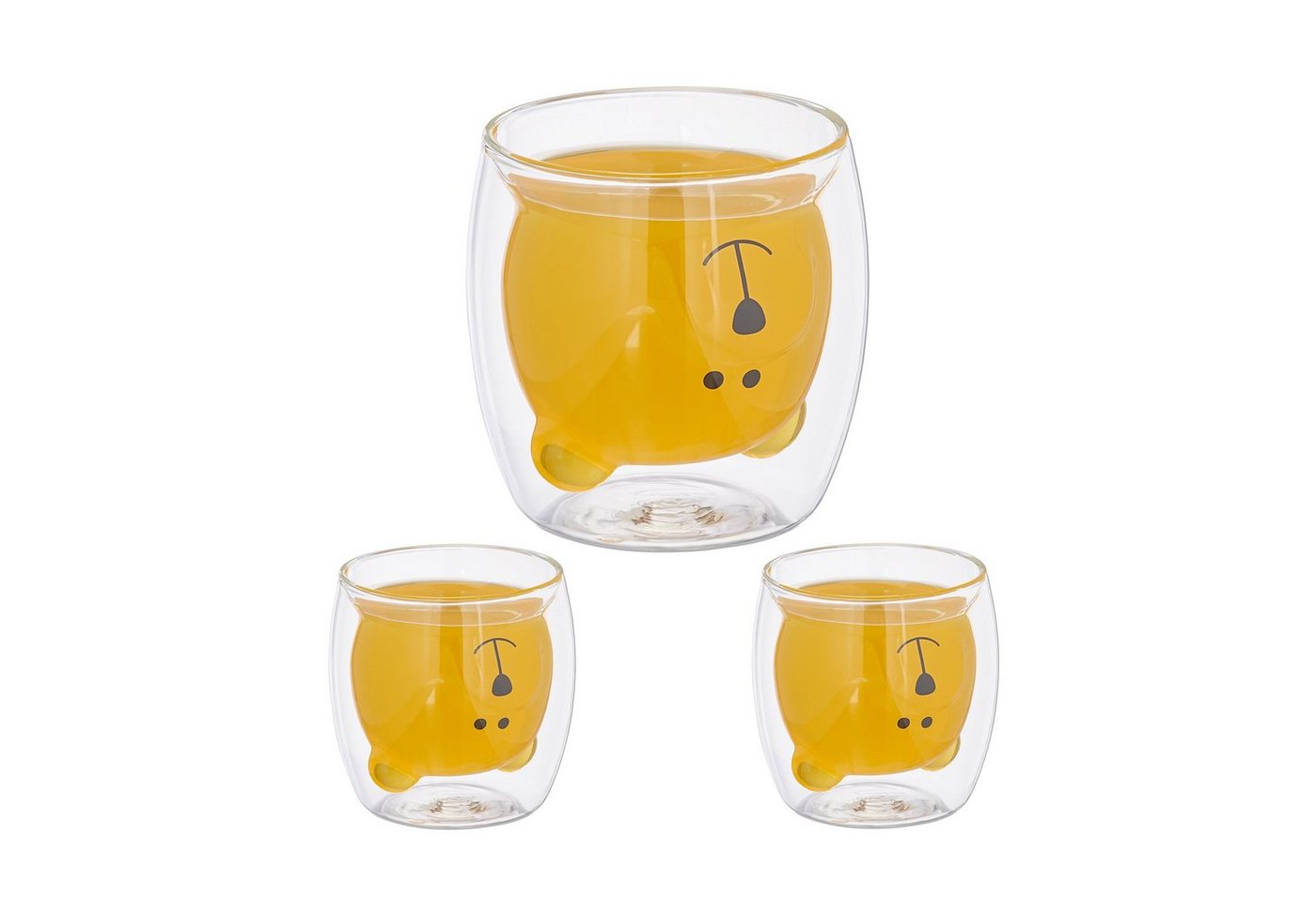 relaxdays Teeglas Doppelwandige Gläser "Eisbär" 3er Set, Glas von relaxdays