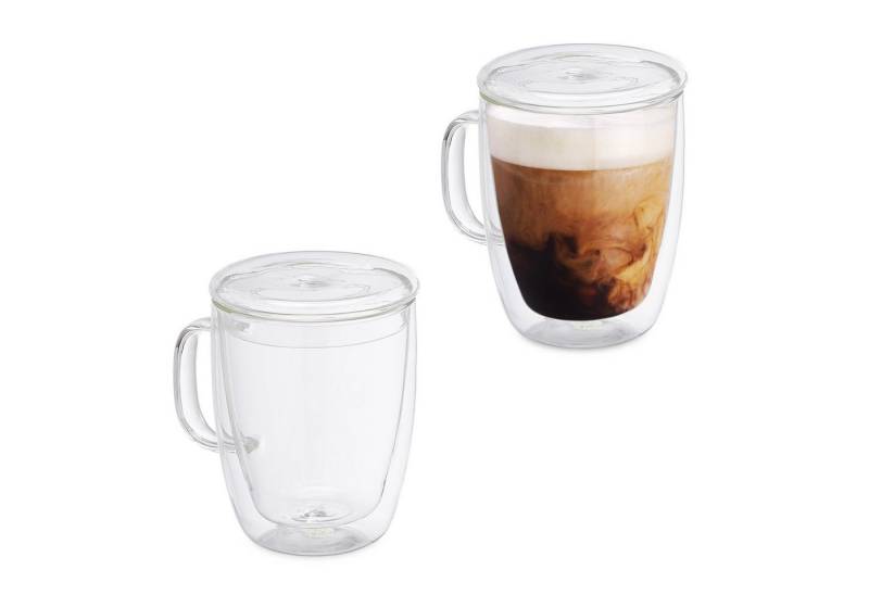 relaxdays Teeglas Doppelwandige Kaffeegläser 2er Set, Glas von relaxdays