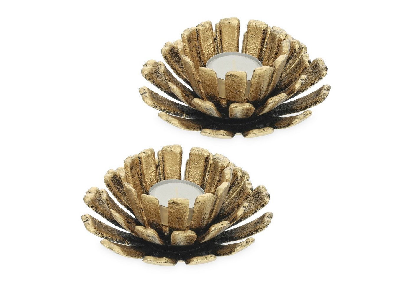 relaxdays Teelichthalter 2er Set Teelichthalter in Blumenform, Gold relaxdays Teelichthalter 2er Set Teelichthalter in Blumenform, Gold von relaxdays