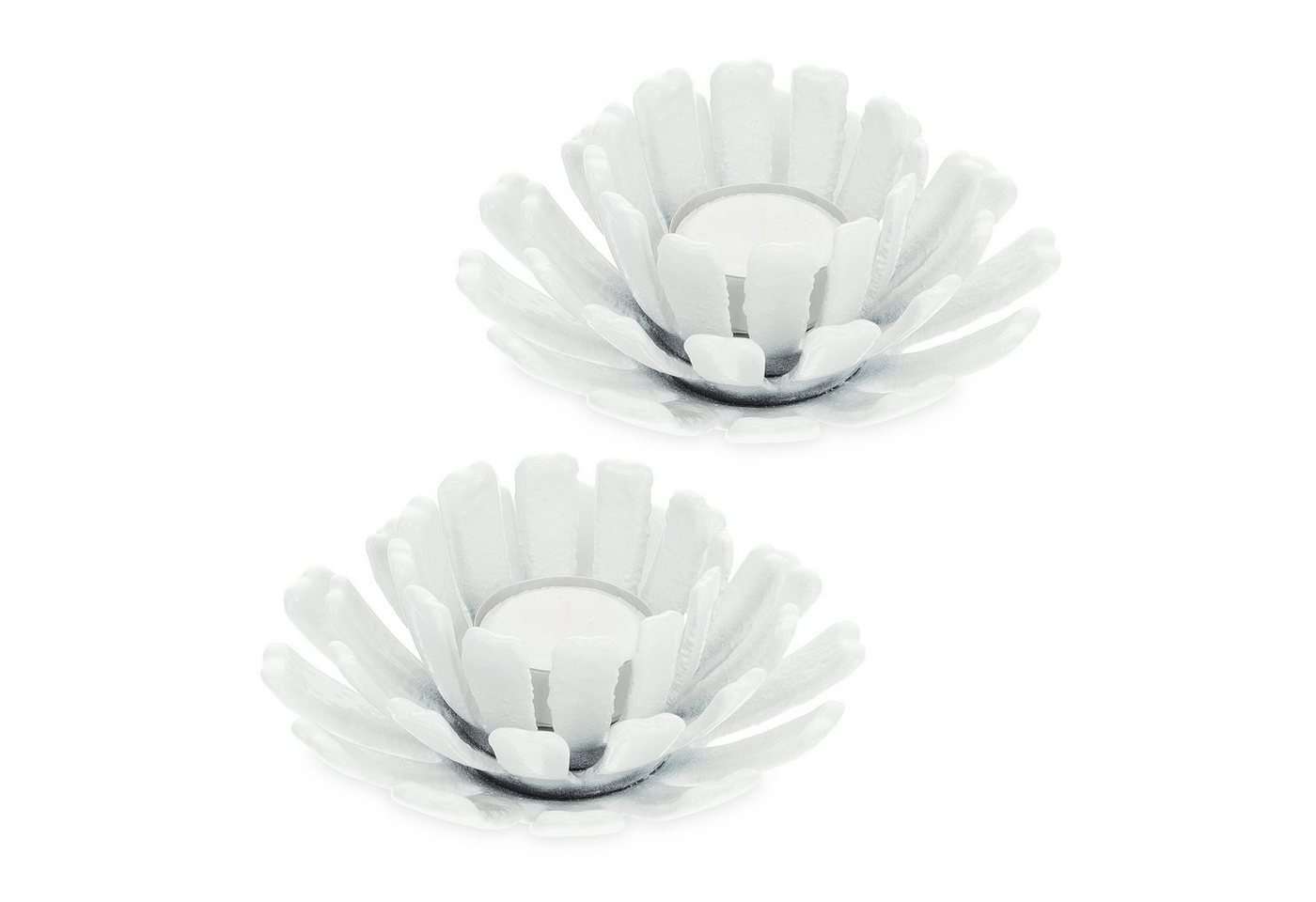 relaxdays Teelichthalter 2er Set Teelichthalter in Blumenform, weiß von relaxdays
