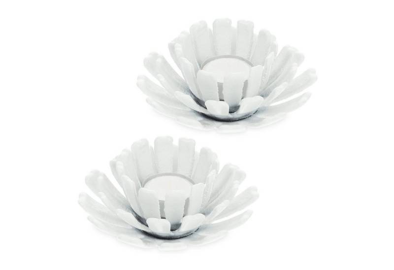 relaxdays Teelichthalter 2er Set Teelichthalter in Blumenform, weiß von relaxdays