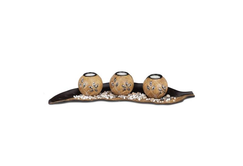 relaxdays Teelichthalter Set Blatt von relaxdays
