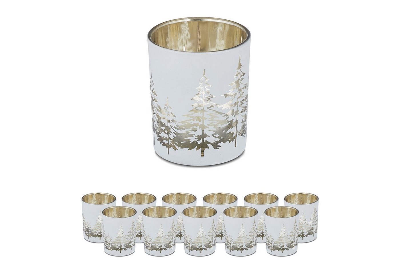 relaxdays Teelichthalter Teelichthalter Tannenbaum 12er Set von relaxdays