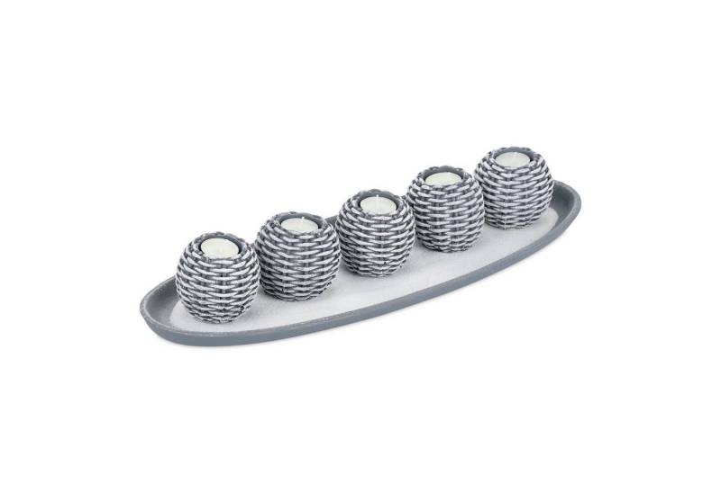 relaxdays Teelichthalter mit Tablett Kerzen Deko mit 5 Teelichthaltern von relaxdays