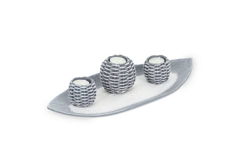 relaxdays Teelichthalter mit Tablett Kerzen Deko von relaxdays