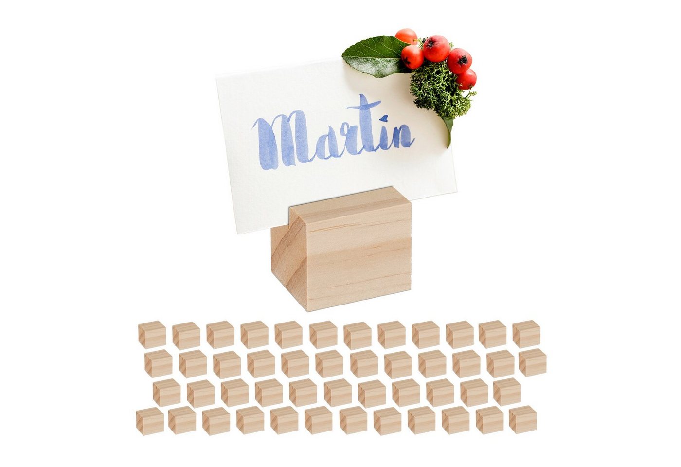 relaxdays Tischkartenhalter Holz 48er Set, Holz von relaxdays