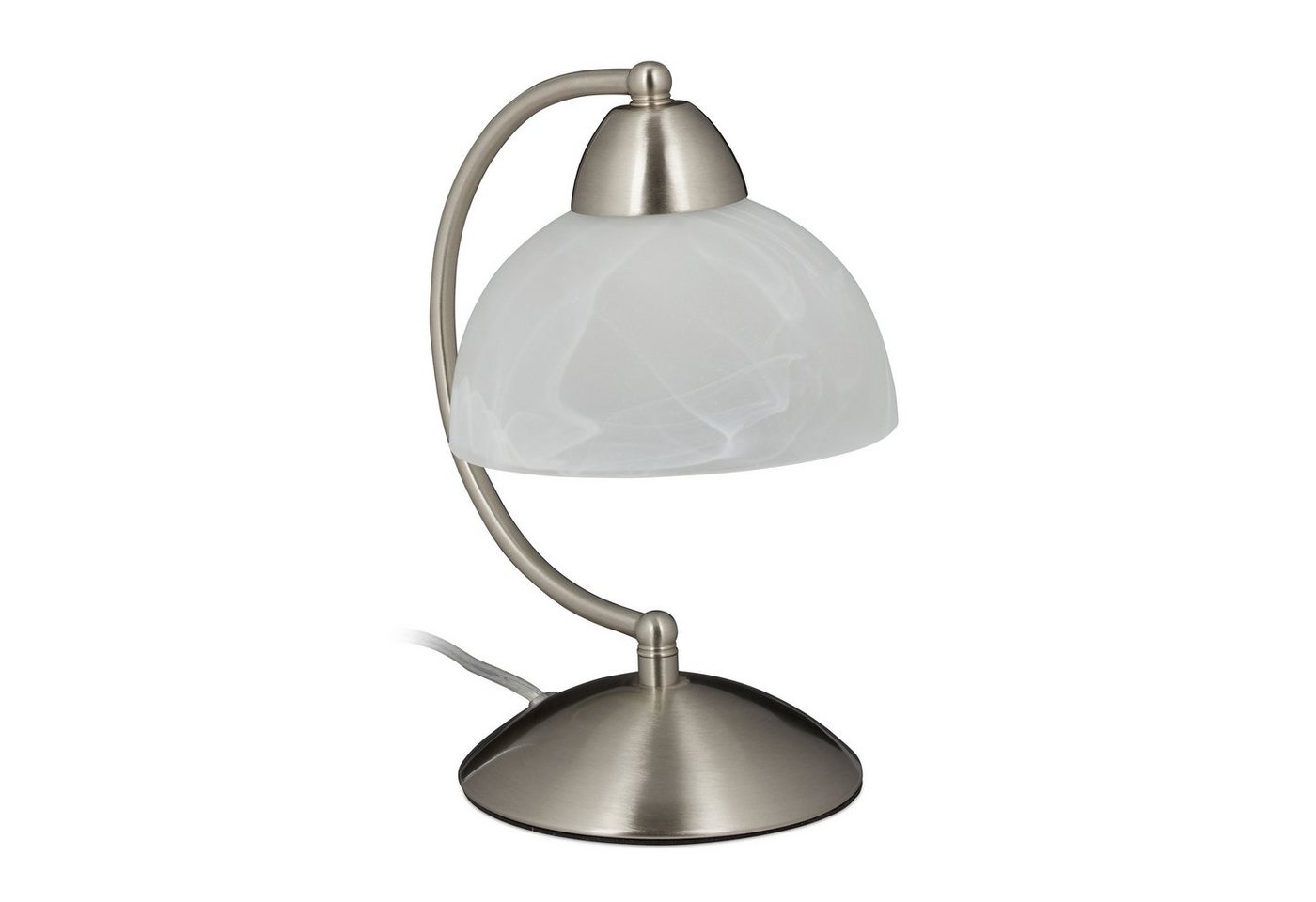 relaxdays Tischleuchte Tischlampe Touch Weißglas, Silber von relaxdays