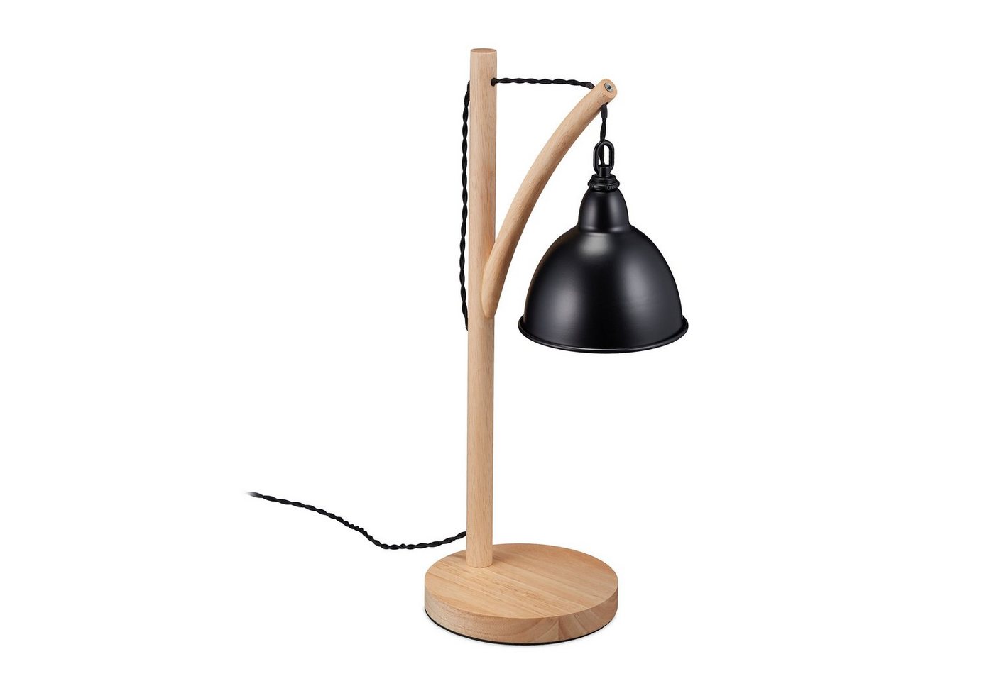 relaxdays Tischleuchte Tischlampe mit hängendem Lampenschirm, Schwarz von relaxdays