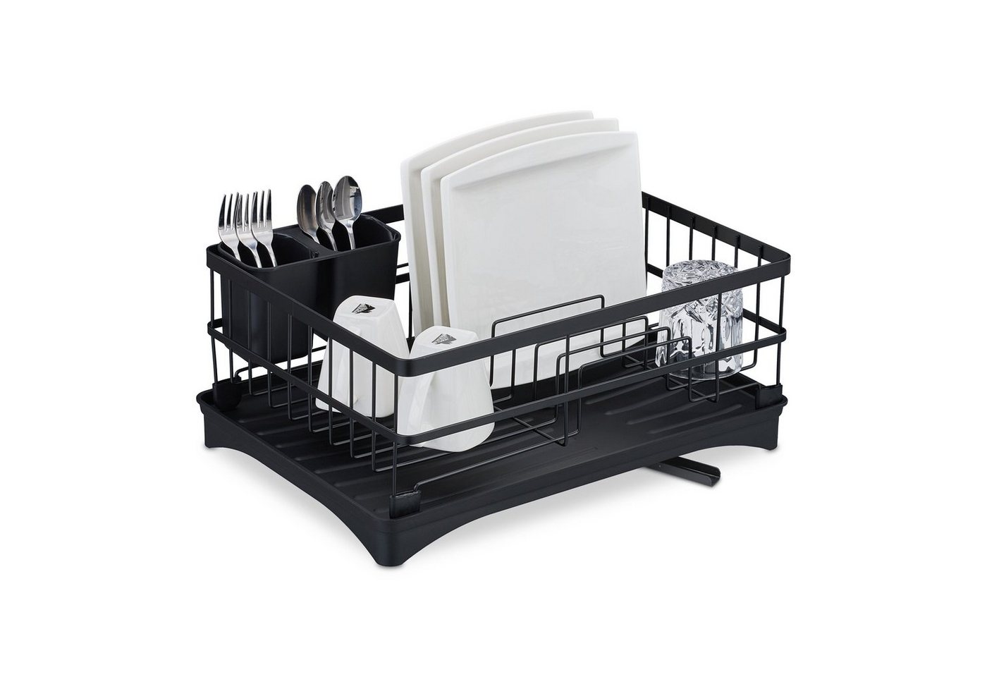 relaxdays Trockenständer Abtropfgestell mit automatischen Abfluss, Schwarz von relaxdays