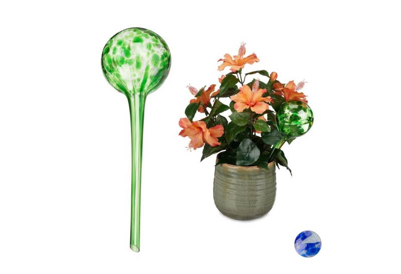 relaxdays Tropfer 4 x Bewässerungskugel Glas grün von relaxdays