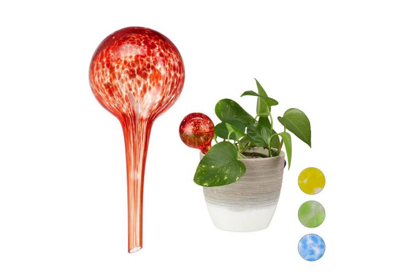 relaxdays Tropfer Bewässerungskugel 2er Set Glas, rot von relaxdays