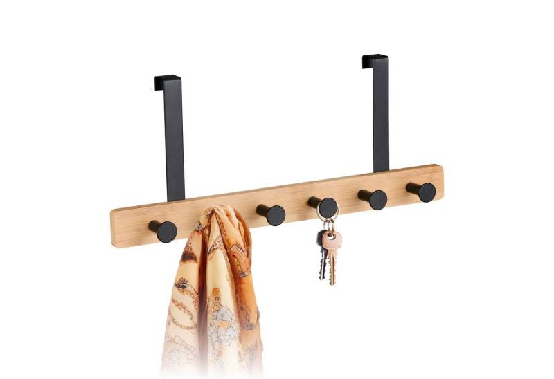 relaxdays Türgarderobe mit 6 Hake, Türen, schwarz von relaxdays