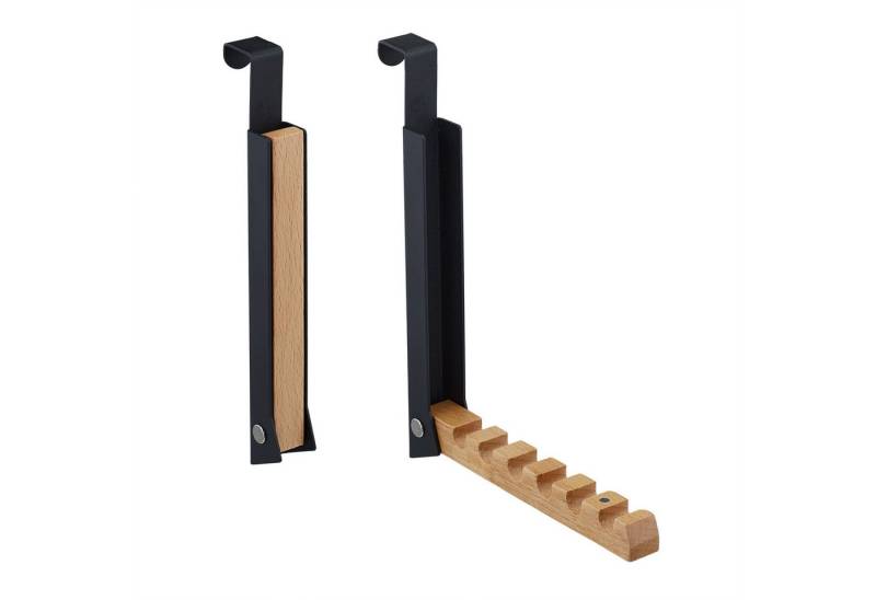 relaxdays Türhaken Klappbare Türgarderobe 2er Set, Türen, (2-St), Schwarz von relaxdays