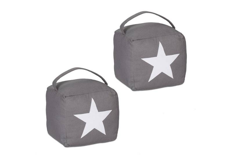 relaxdays Türstopper Stern Motiv 2er Set, Dunkelgrau von relaxdays