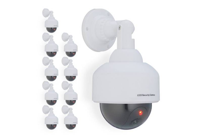 relaxdays Überwachungskamera Attrappe 10 x Kamera Dummy Dome-Form weiß von relaxdays