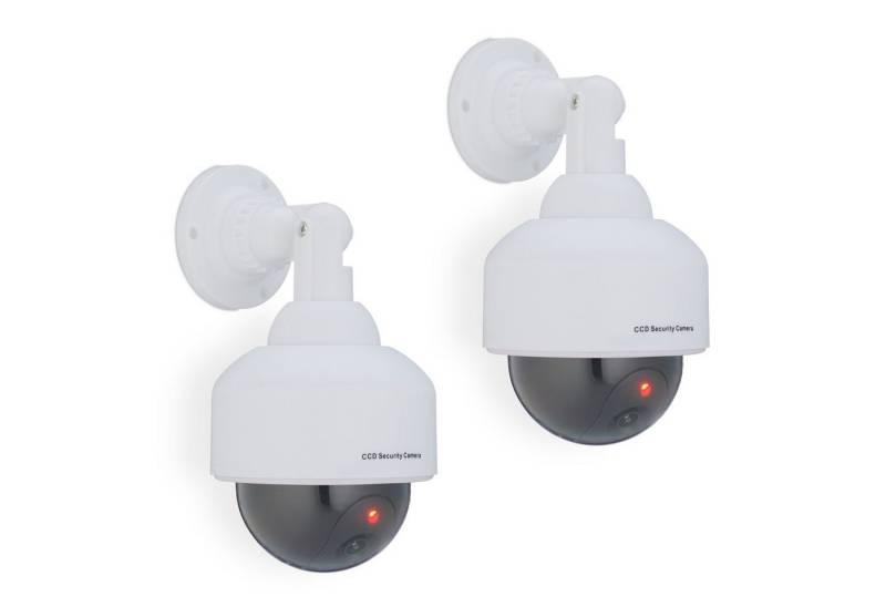 relaxdays Überwachungskamera Attrappe 2 x Kamera Dummy Dome-Form weiß von relaxdays