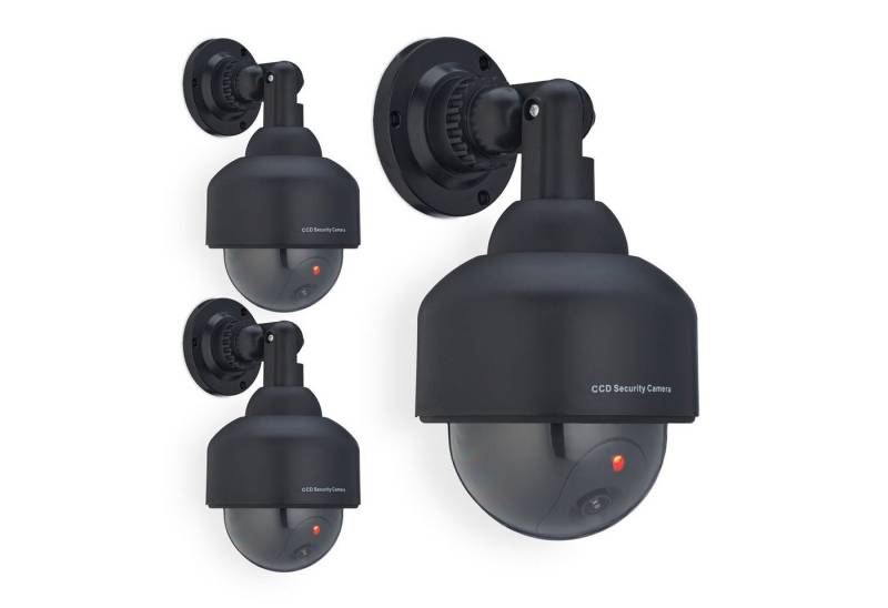 relaxdays Überwachungskamera Attrappe 3 x Kamera Dummy Dome-Form schwarz von relaxdays