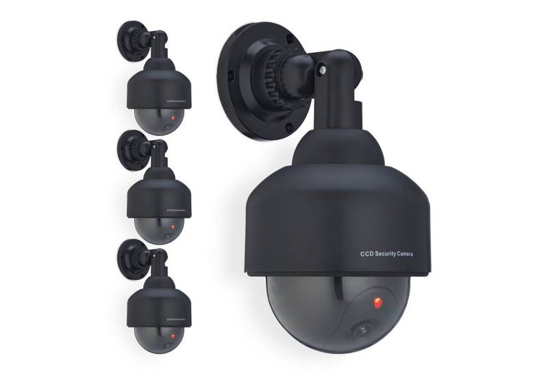 relaxdays Überwachungskamera Attrappe 4 x Kamera Dummy Dome-Form schwarz von relaxdays