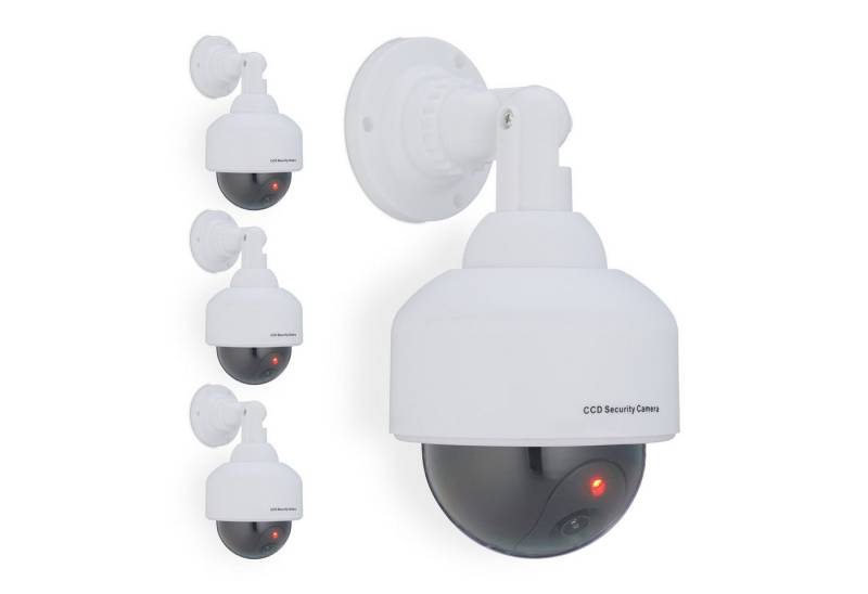 relaxdays Überwachungskamera Attrappe 4 x Kamera Dummy Dome-Form weiß von relaxdays