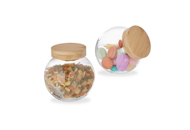 relaxdays Vorratsglas Bonbonglas 2er Set, Glas von relaxdays