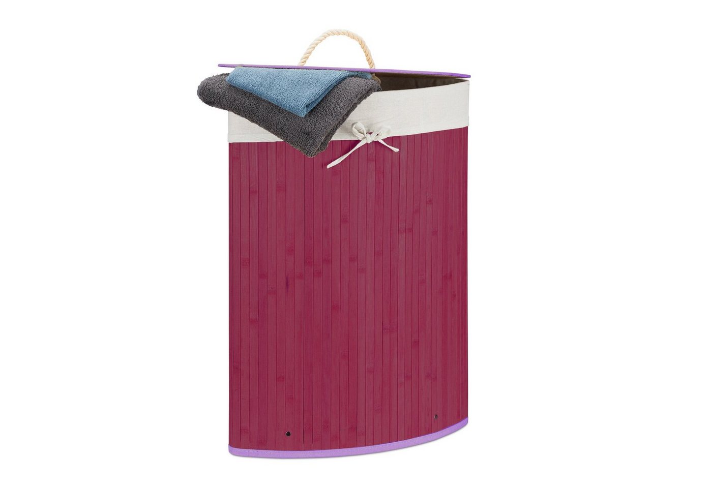 relaxdays Wäschekorb Eckwäschekorb Bambus, Violett von relaxdays