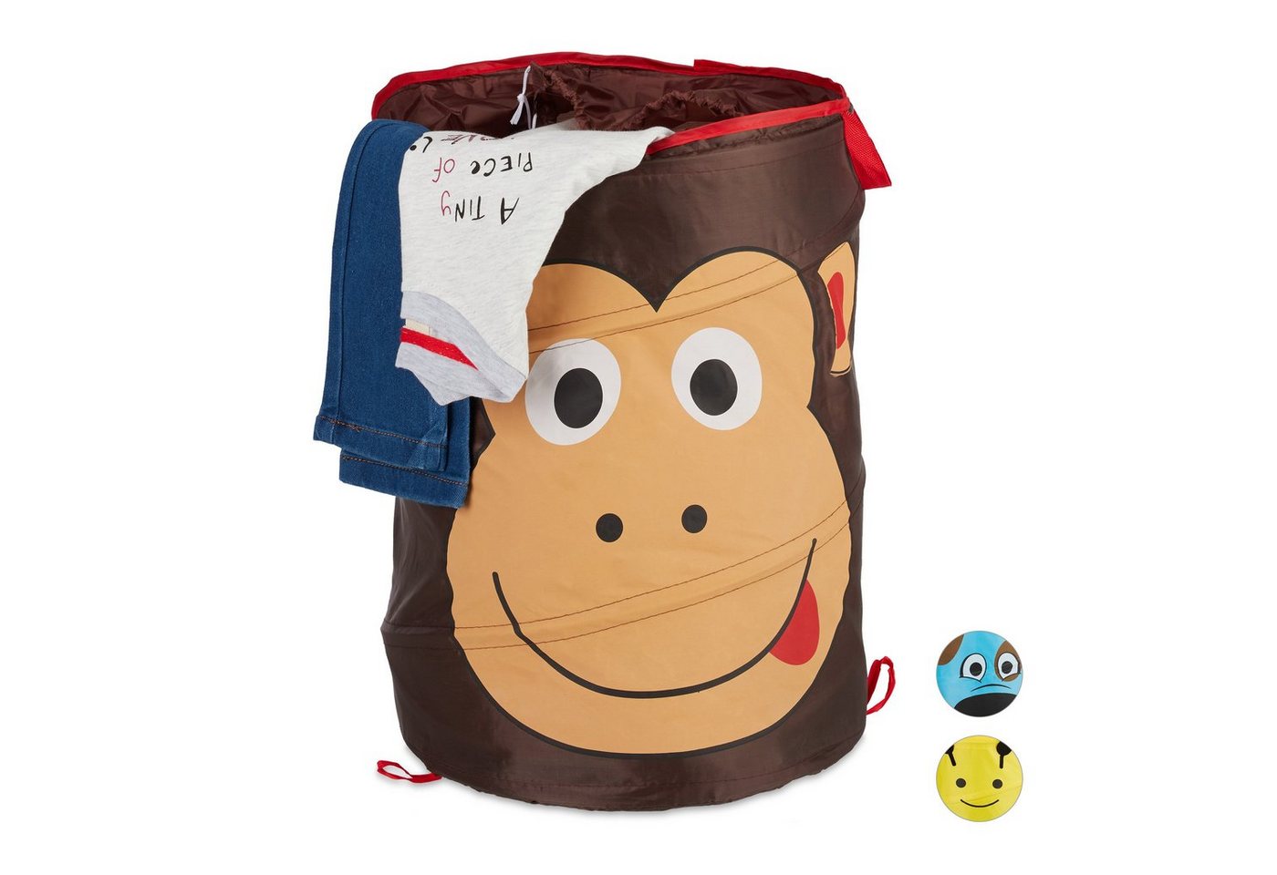 relaxdays Wäschekorb Pop-Up Wäschekorb für Kinder, Affe von relaxdays