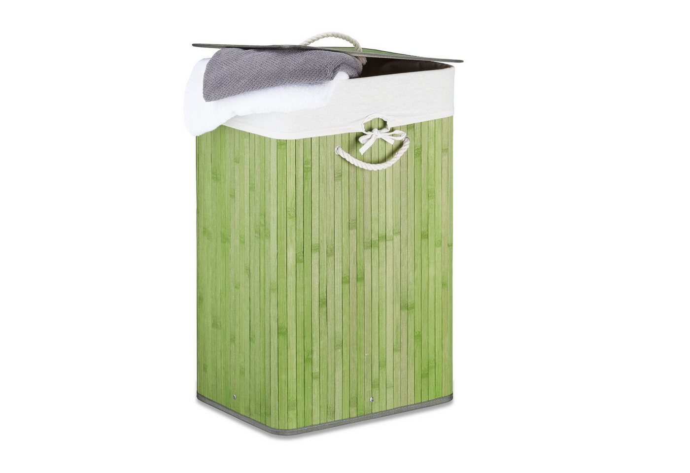 relaxdays Wäschekorb Bambus eckig, grün von relaxdays