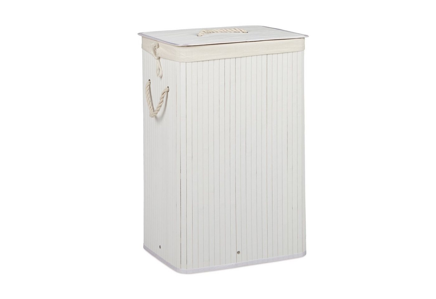 relaxdays Wäschekorb Bambus eckig, weiß von relaxdays