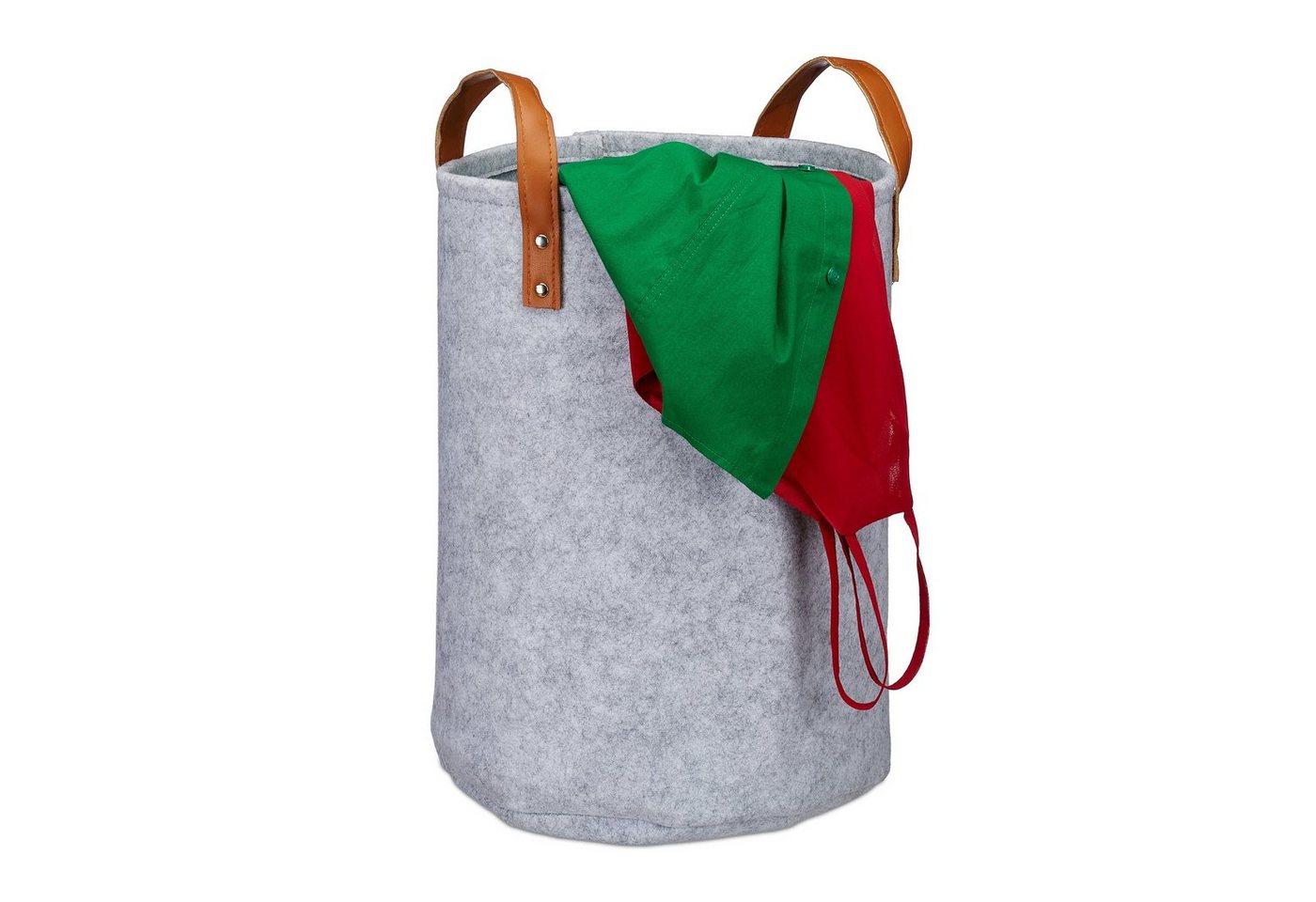 relaxdays Wäschekorb Filz tragbar, grau von relaxdays