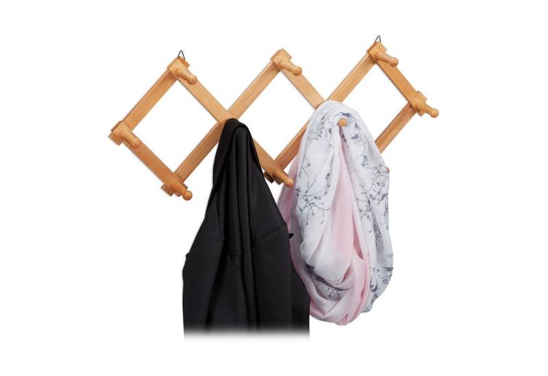 relaxdays Wandgarderobe Holz faltbar, natur von relaxdays