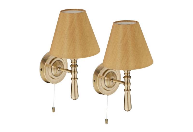 relaxdays Wandleuchte Wandlampe mit Schirm 2er Set, Messing von relaxdays