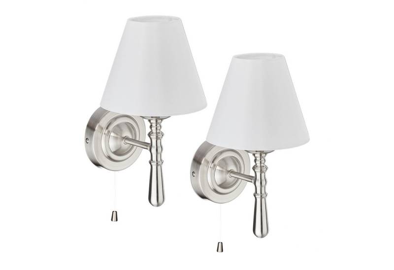 relaxdays Wandleuchte Wandlampe mit Schirm 2er Set, Silber von relaxdays