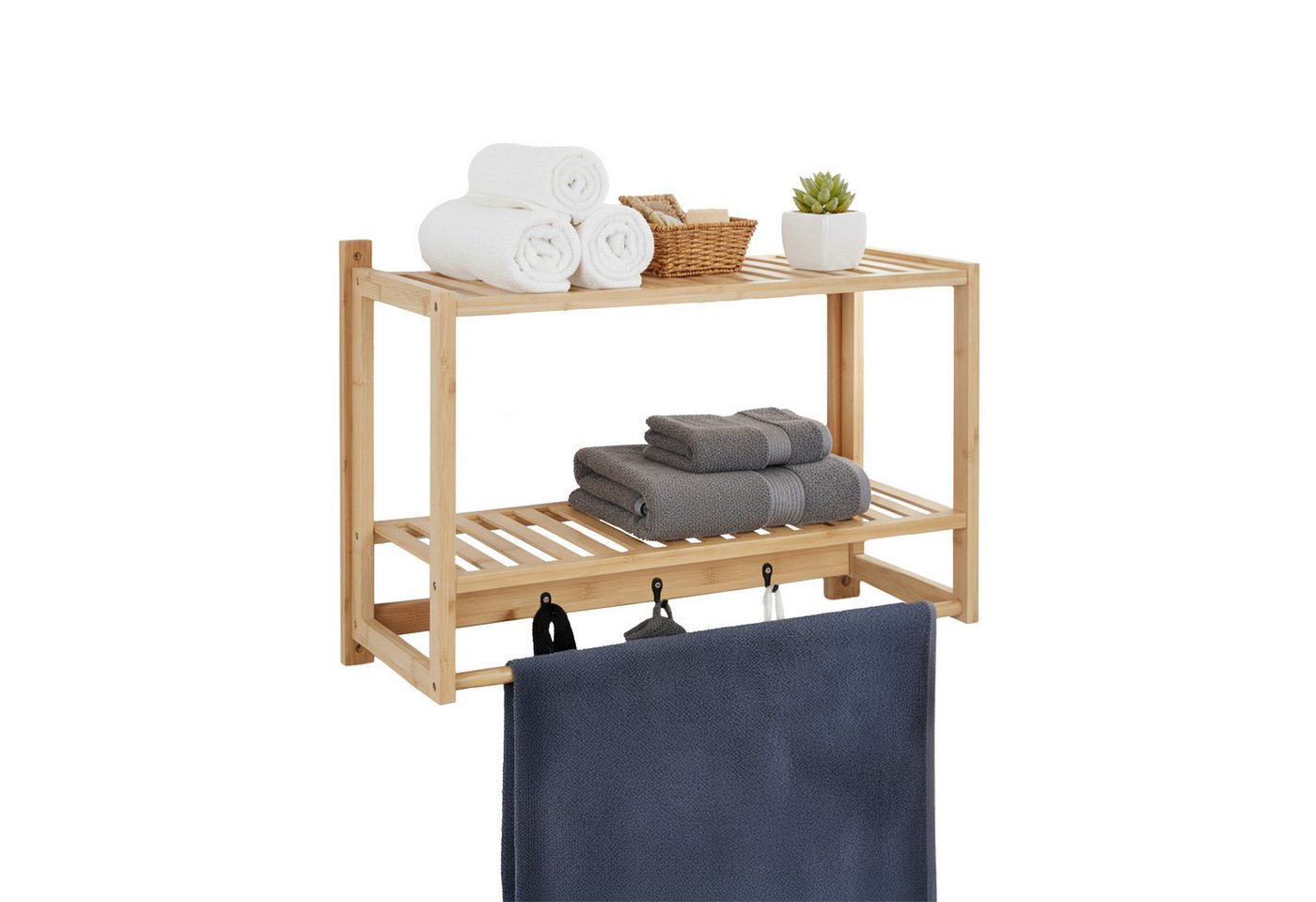 relaxdays Wandregal Bad mit Haken & Handtuchstange relaxdays Wandregal Bad mit Haken & Handtuchstange von relaxdays