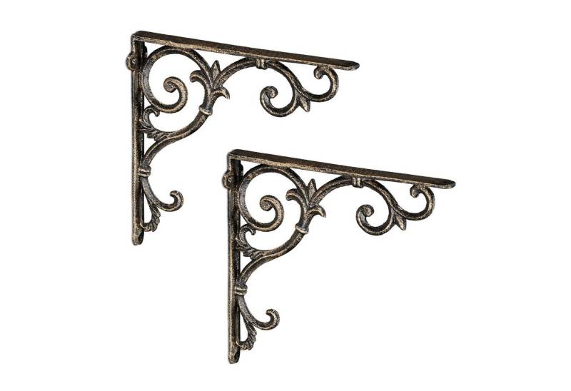 relaxdays Wandregalhalter 2er Set Regalwinkel antik, Bronze von relaxdays