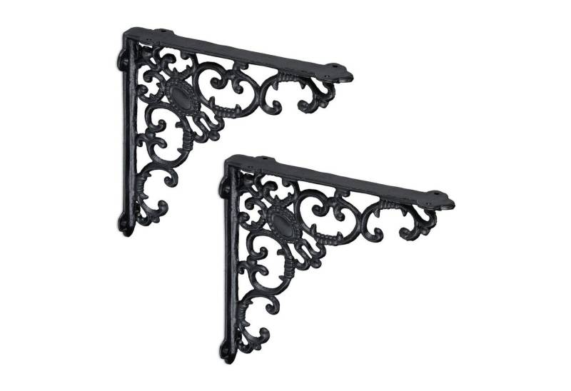 relaxdays Wandregalhalter 4 x Regalwinkel antik schwarz von relaxdays