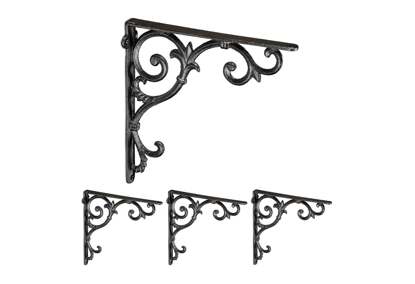 relaxdays Wandregalhalter Antike Regalwinkel im 4er Set, schwarz relaxdays Wandregalhalter Antike Regalwinkel im 4er Set, schwarz von relaxdays