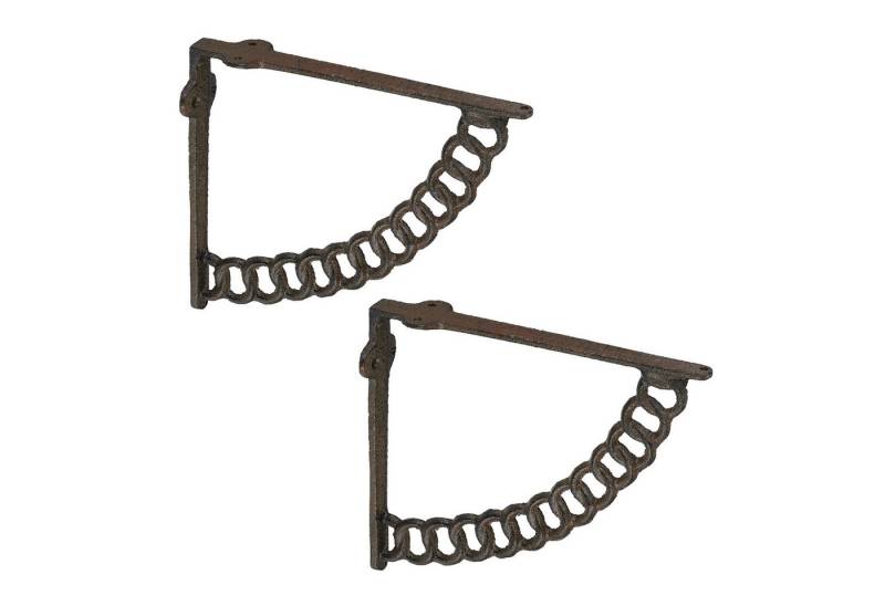 relaxdays Wandregalhalter Regalträger 2er Set Ketten-Design, braun von relaxdays