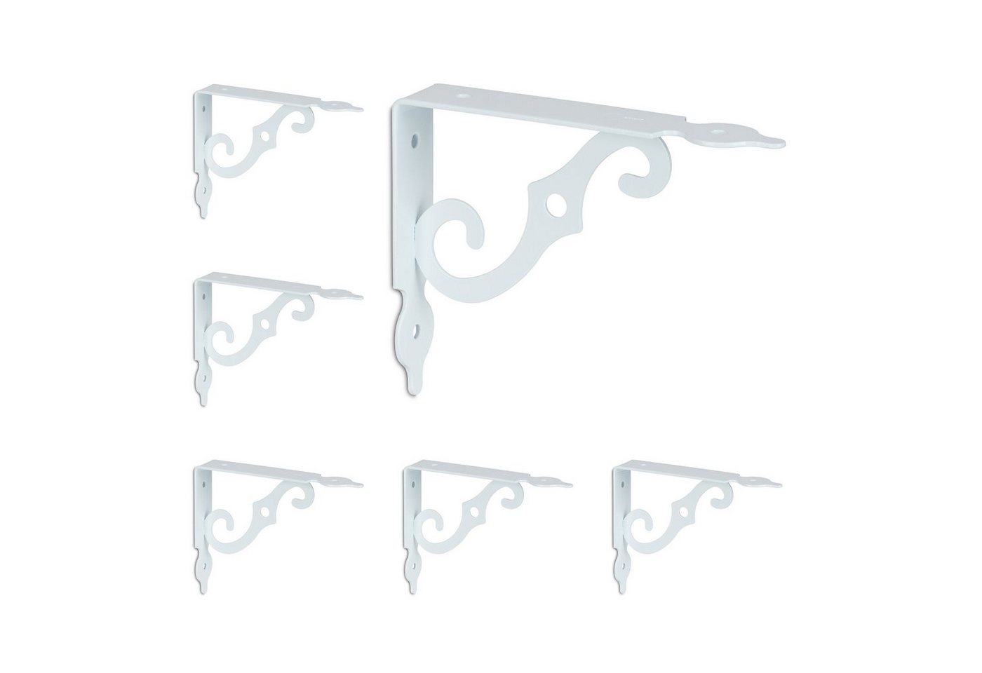 relaxdays Wandregalhalter Regalträger 6er Set, weiß von relaxdays