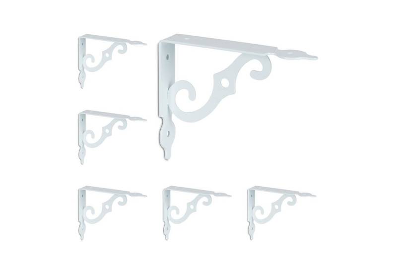 relaxdays Wandregalhalter Regalträger 6er Set, weiß relaxdays Wandregalhalter Regalträger 6er Set, weiß von relaxdays