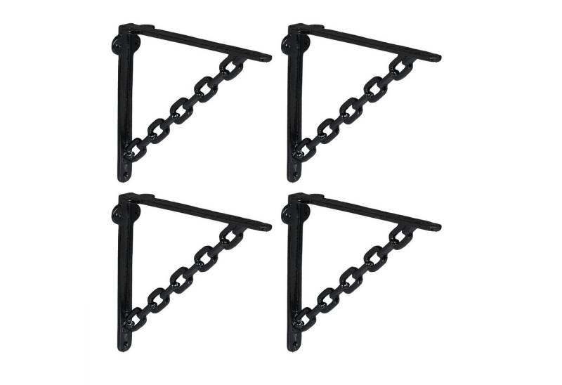 relaxdays Wandregalhalter Regalwinkel 4er Set Ketten-Design, schwarz von relaxdays