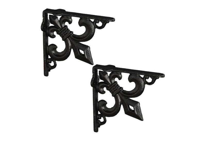 relaxdays Wandregalhalter Regalwinkel Gusseisen antik 2er Set, Schwarz von relaxdays