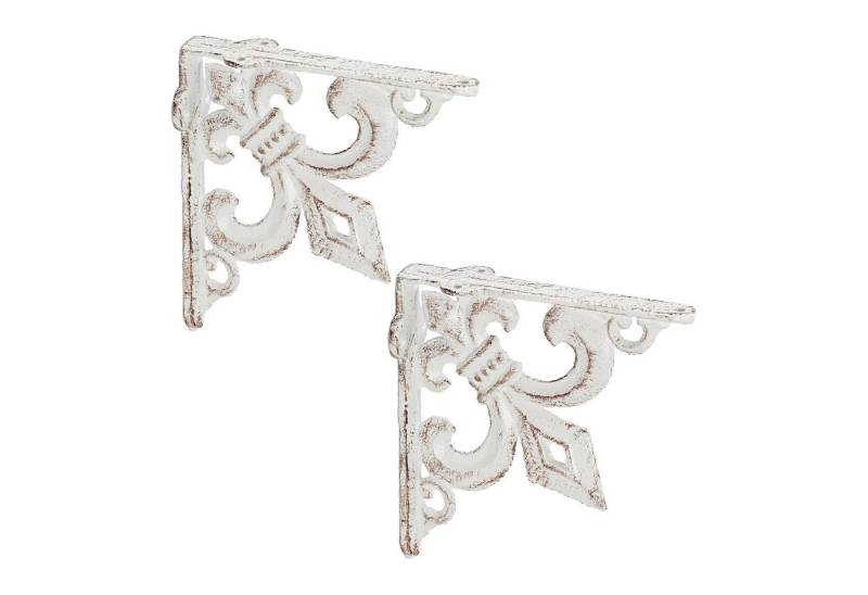 relaxdays Wandregalhalter Regalwinkel Gusseisen antik 2er Set, Weiß von relaxdays