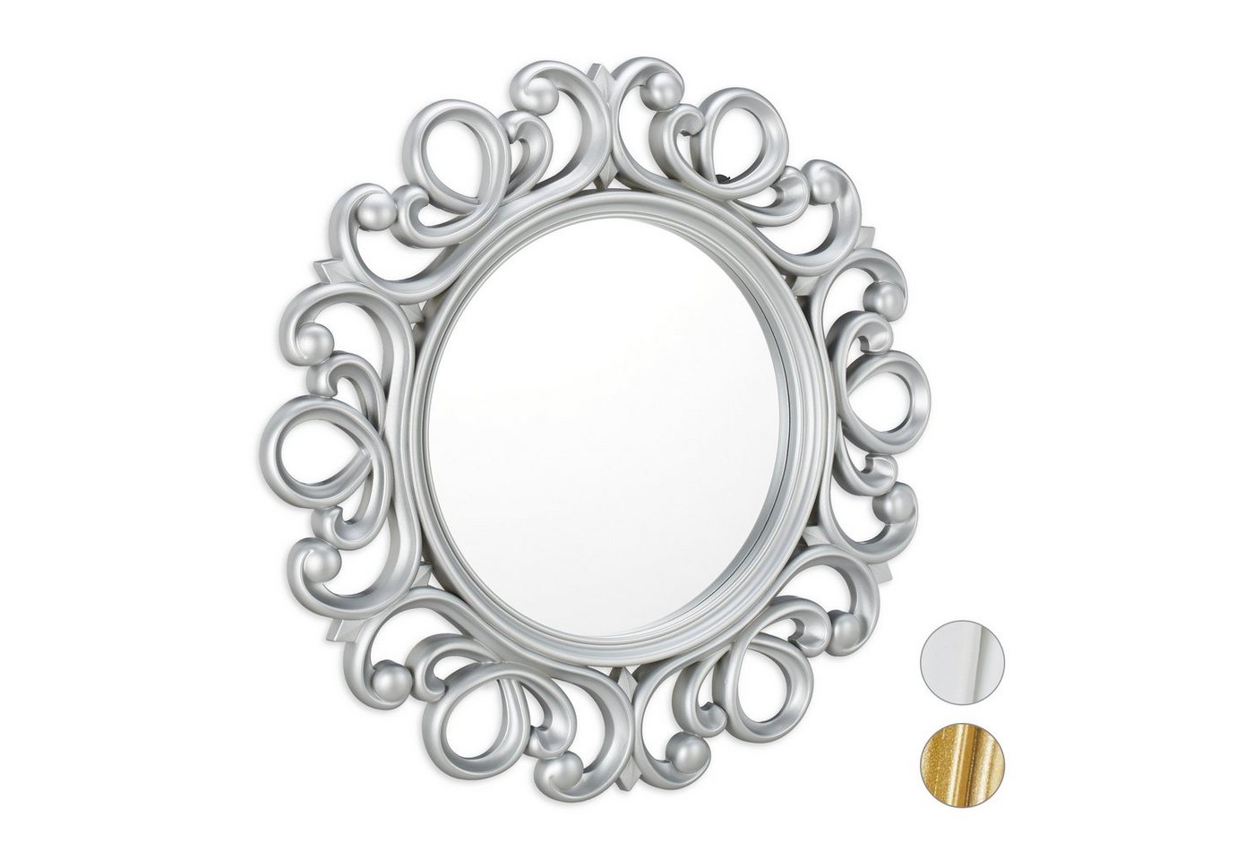 relaxdays Wandspiegel Deko Wandspiegel rund, silber relaxdays Wandspiegel Deko Wandspiegel rund, silber von relaxdays
